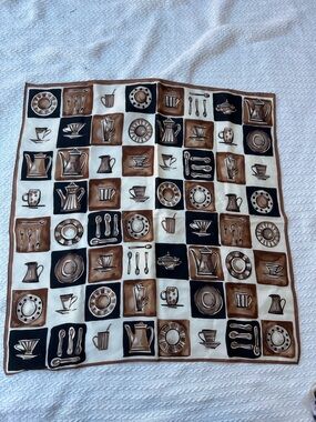 Vintage Talbots Brown and Black coffee/ cafe silk scarf